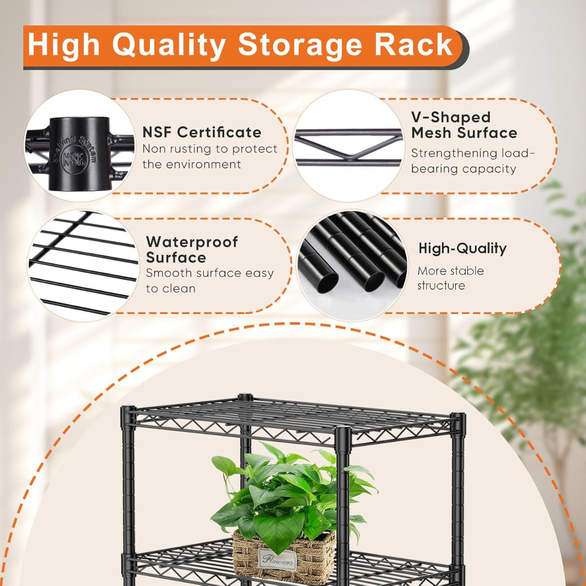 Carla Home 3 Tier Adjustable Metal Storage Shelves Wire Rack Organiser For Kitchen Pantry Bathroom Laundry Room (45Cm X