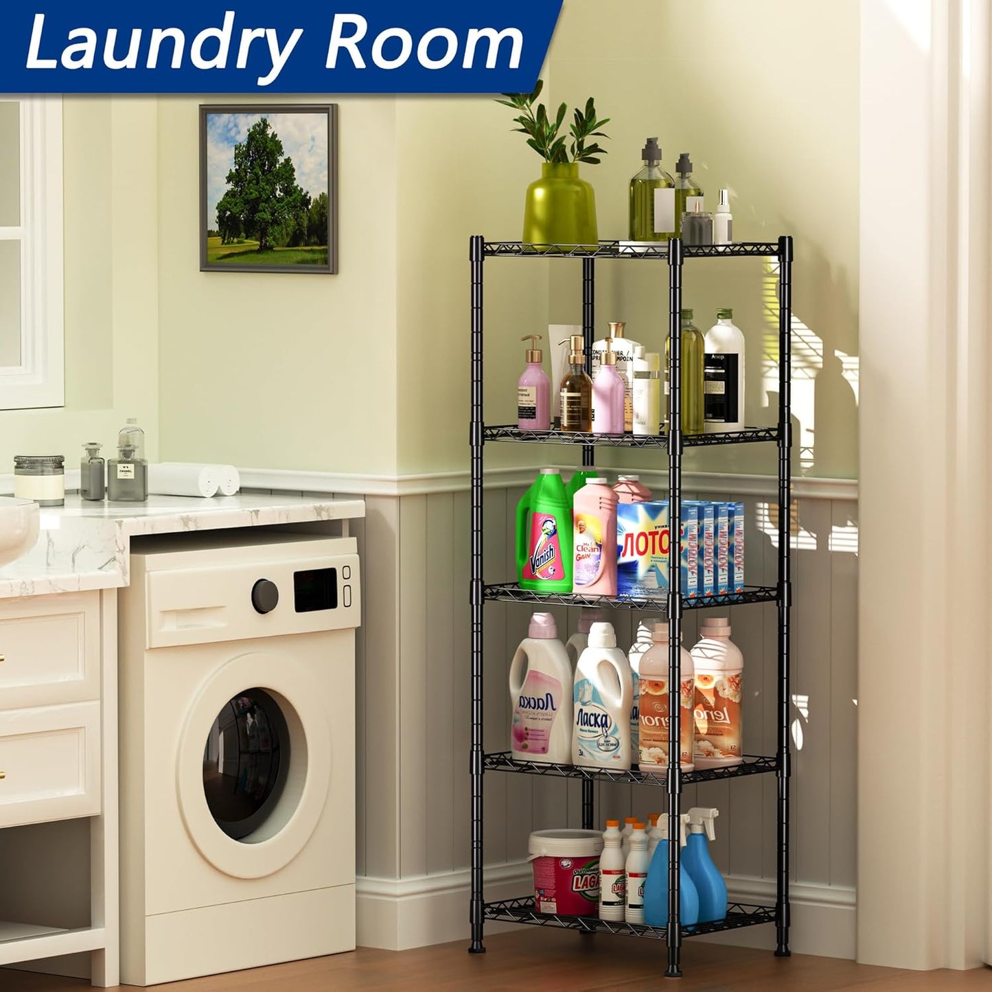 Carla Home 4 Tier Adjustable Metal Storage Shelves Wire Rack Organizer For Kitchen Pantry Bathroom Laundry Room (60Cm X