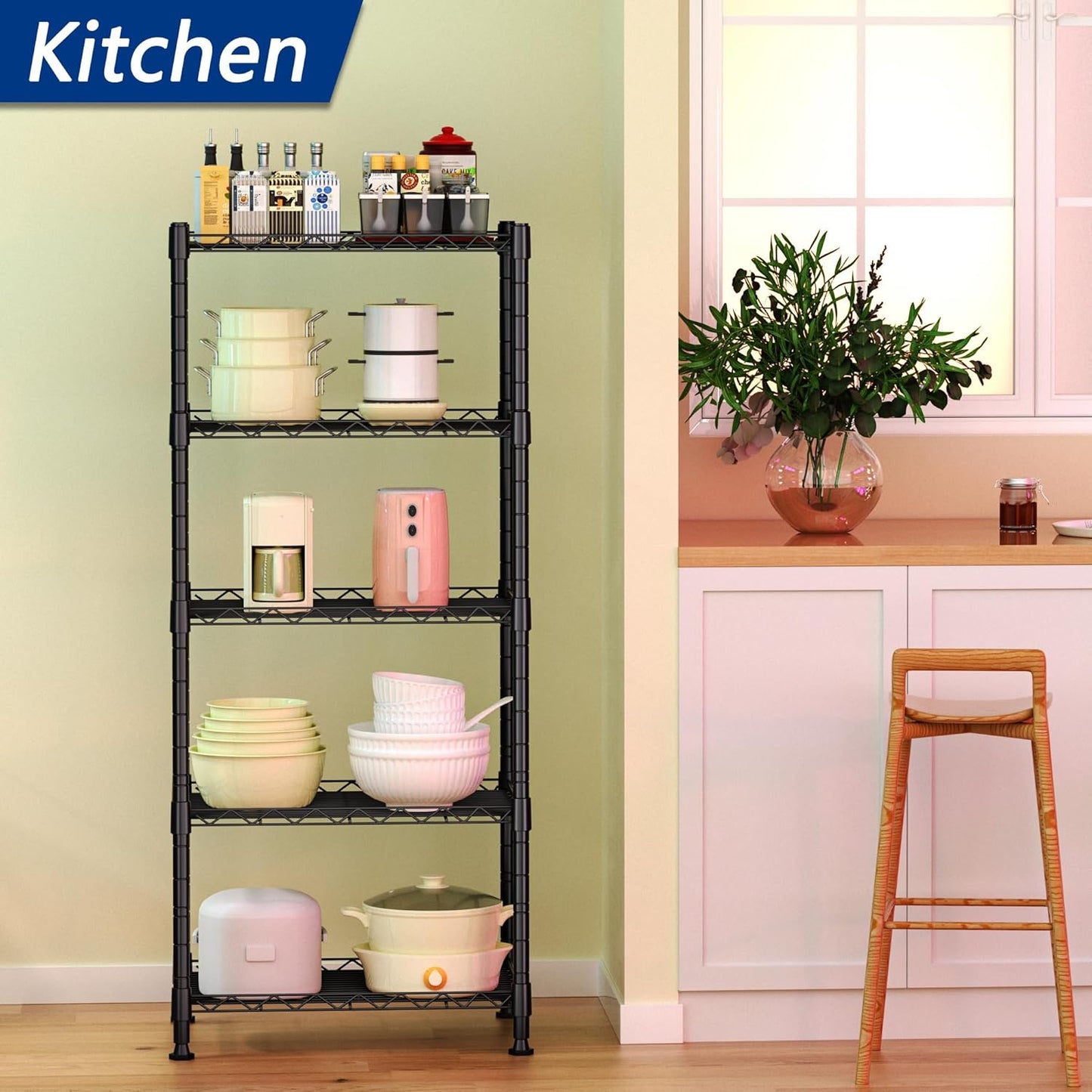 Carla Home 4 Tier Adjustable Metal Storage Shelves Wire Rack Organizer For Kitchen Pantry Bathroom Laundry Room (60Cm X