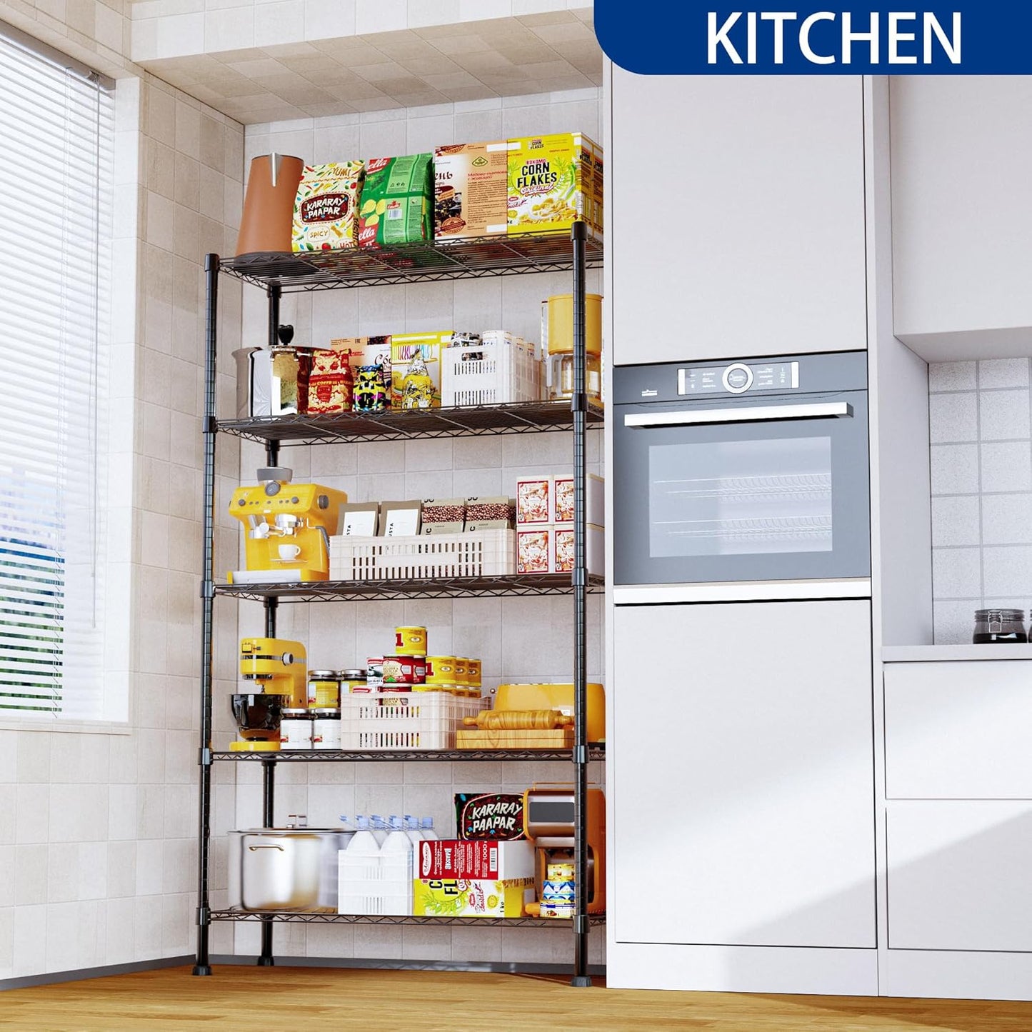 Carla Home 5 Tier Adjustable Metal Storage Shelves Wire Rack Organizer For Kitchen Pantry Bathroom Laundry Room (60Cm X