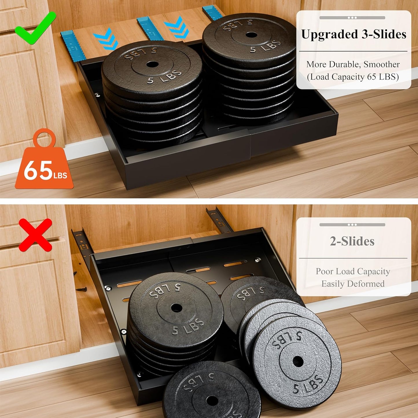 Carla Home 2 Pack Pull Out Cabinet Organizer Expandable For Cabinets With Adjustable Slide Shelves And Easy Installation