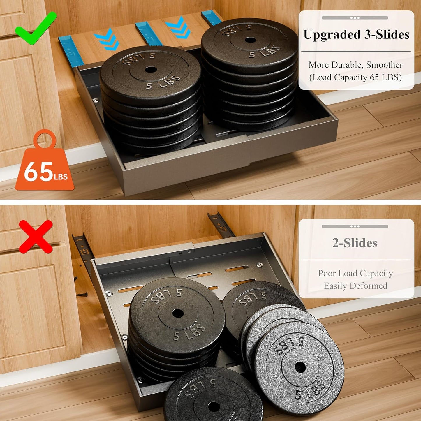 Carla Home 2 Pack Pull Out Cabinet Organizer Expandable For Cabinets With Adjustable Slide Shelves And Easy Installation