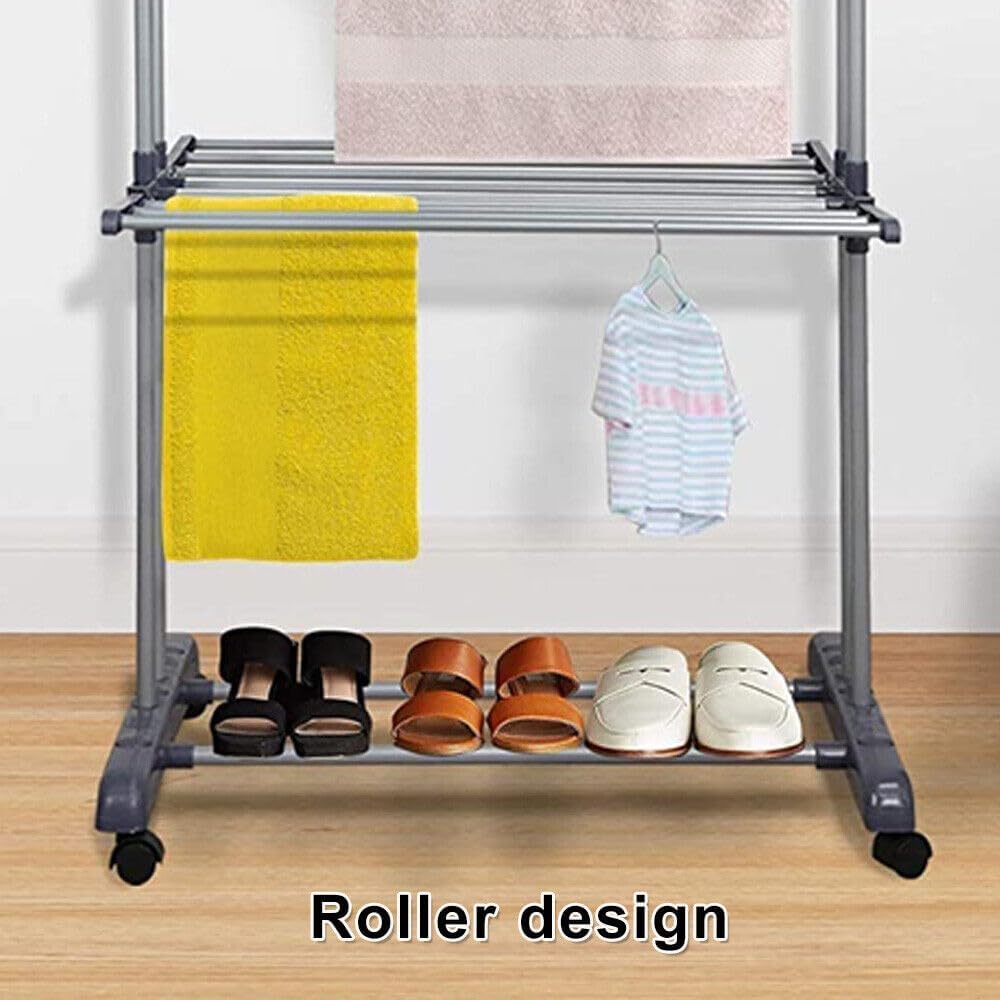 Carla Home Folding Clothes Drying Rack With Wheels And Adjustable Side Wings For Laundry Storage (Upgraded Model)