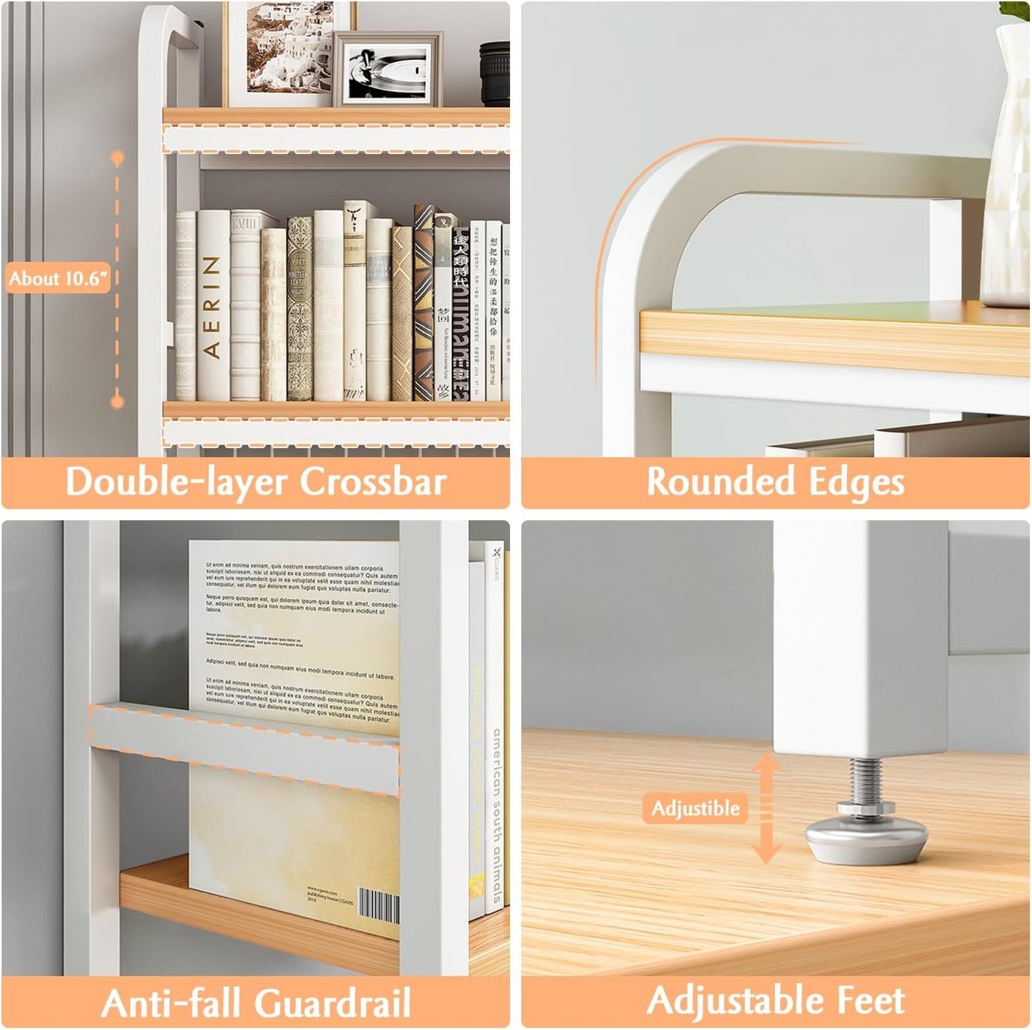 Carla Home 2 Tier Metal Desktop Hutch Bookshelf With Grid Panel For Computer And Office Countertop
