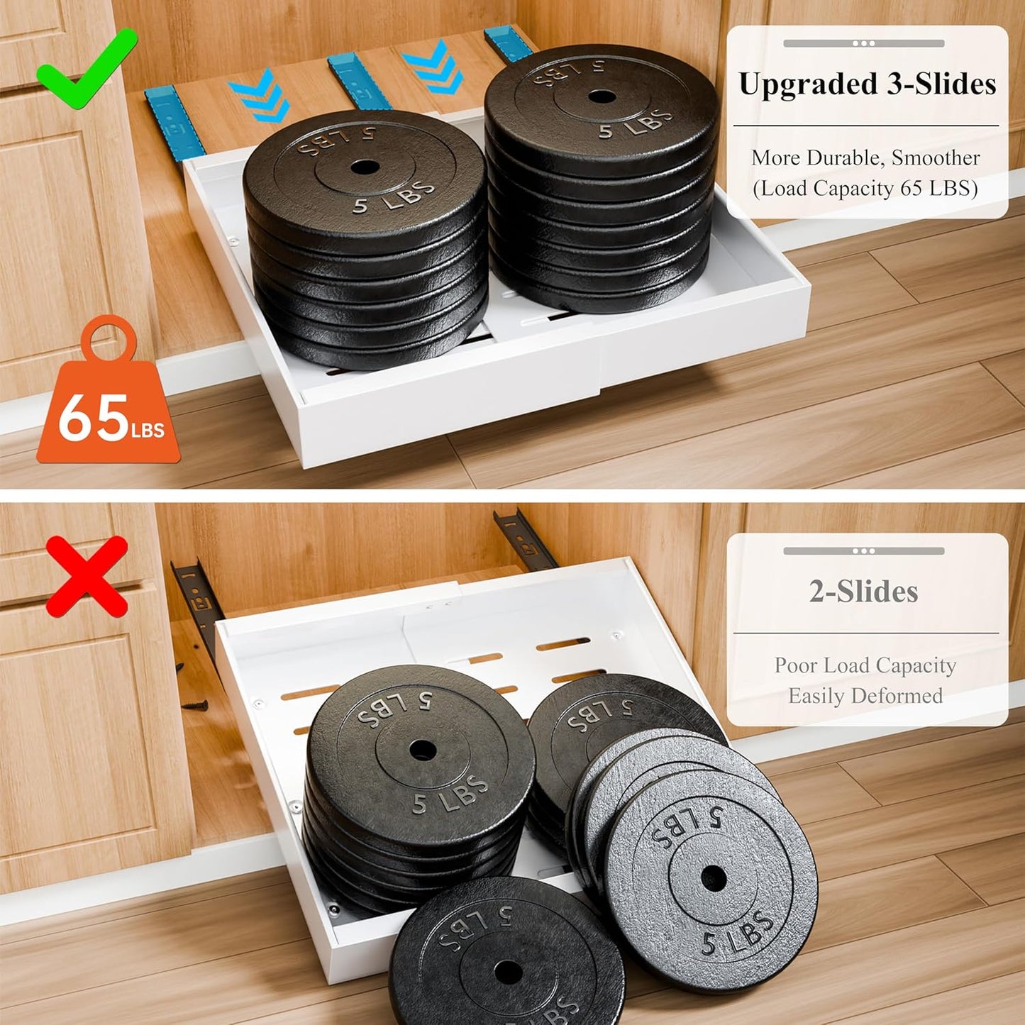 Carla Home 2 Pack Pull Out Cabinet Organizer Expandable For Cabinets With Adjustable Slide Shelves And Easy Installation