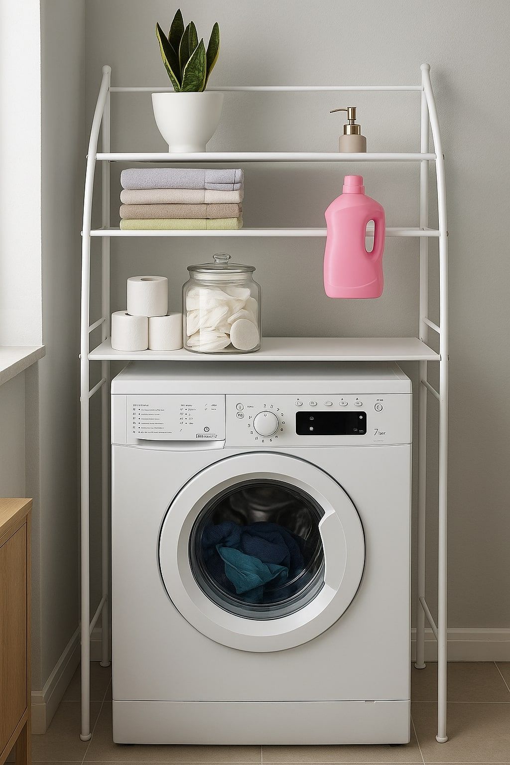 Carla Home 3 Tier Over Washing Machine Storage Rack For Laundry Room Space Saving Towels Detergent & Bathroom Essentials