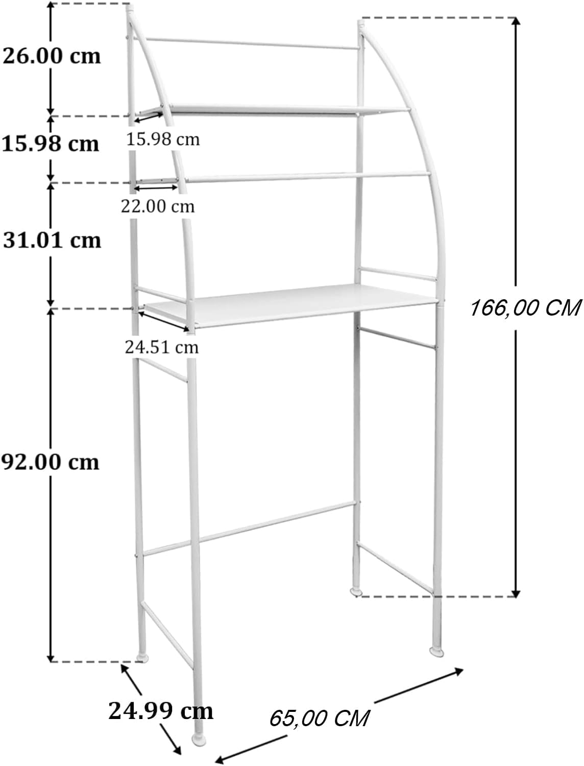 Carla Home 3 Tier Over Washing Machine Storage Rack For Laundry Room Space Saving Towels Detergent & Bathroom Essentials