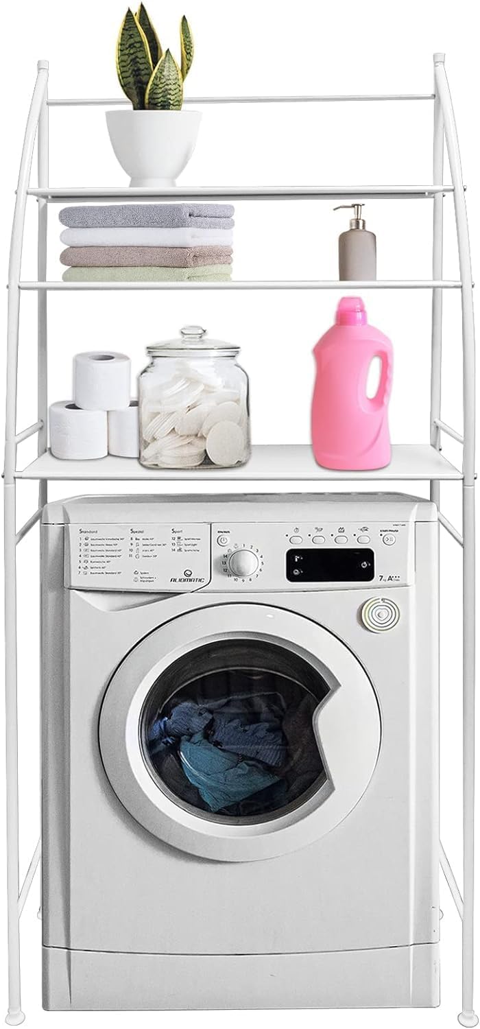 Carla Home 3 Tier Over Washing Machine Storage Rack For Laundry Room Space Saving Towels Detergent & Bathroom Essentials