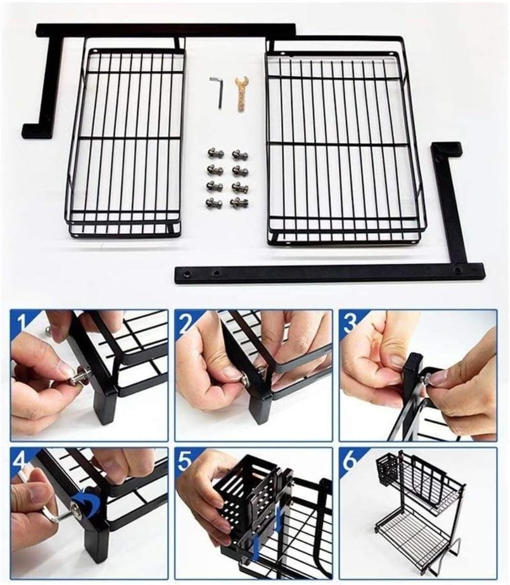 Carla Home 2 Tier Kitchen Spice Rack Organizer Storage Shelf For Condiments Oil Bottles Utensils Cutting Board & More