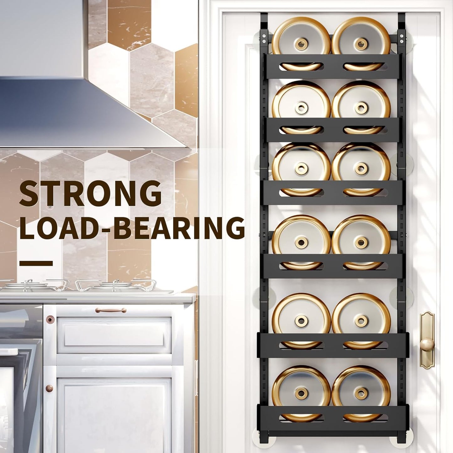 Carla Home 6 Tier Over The Door Organizer With Adjustable Metal Pantry Storage Rack And Hanging Baskets For Kitchen Bath
