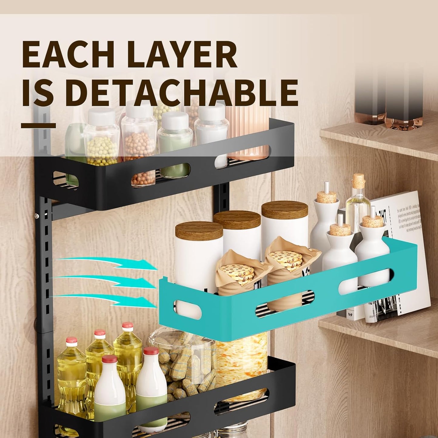 Carla Home 6 Tier Over The Door Organizer With Adjustable Metal Pantry Storage Rack And Hanging Baskets For Kitchen Bath