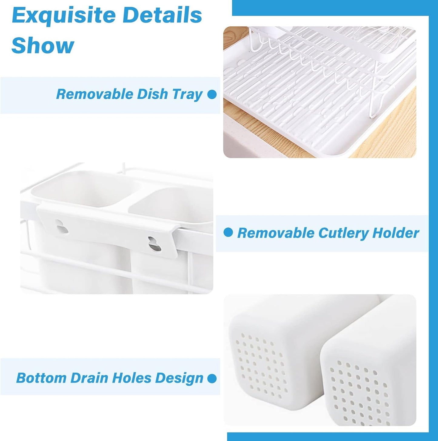 Carla Home 2 Tier Dish Drying Rack For Kitchen Counter With Removable Drip Tray Utensil Holder And Cutlery Organizer