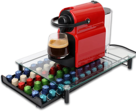 Carla Home 60 Coffee Pod Holder Drawer With Tempered Glass Capsule Organizer For Nespresso Pods And Sliding Kitchen Coun