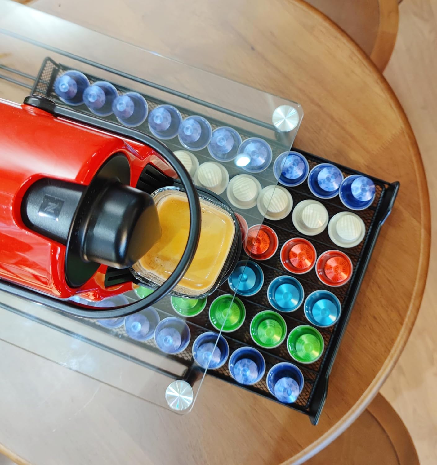Carla Home 60 Coffee Pod Holder Drawer With Tempered Glass Capsule Organizer For Nespresso Pods And Sliding Kitchen Coun