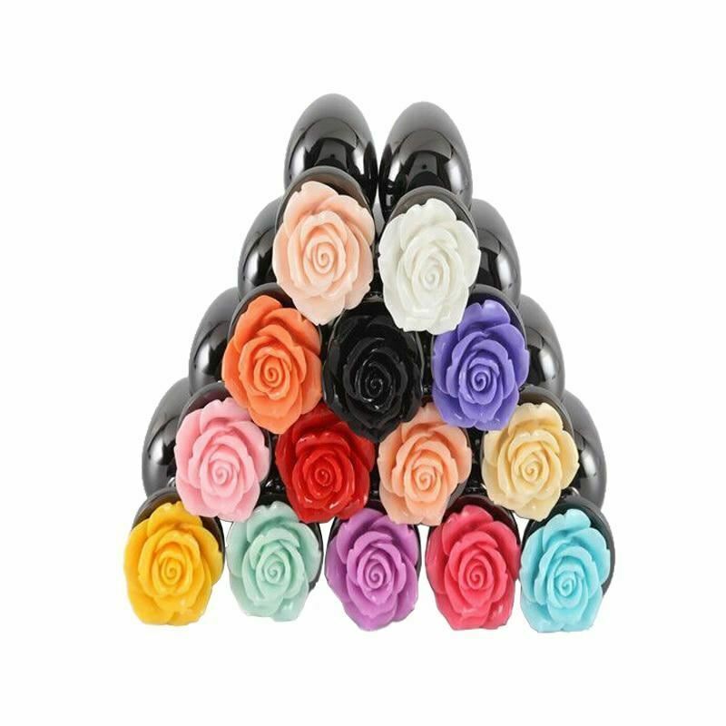Colourful Rose Black Metal Anal Small Butt Plug