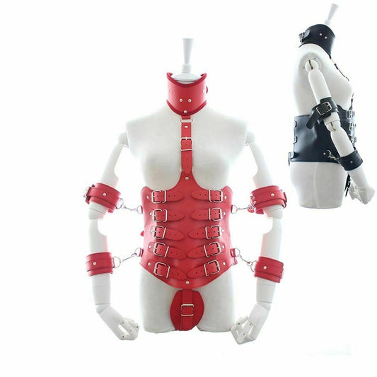 Bdsm Leather Bondage Corset Restraints Clothes Kink Fetish Collar Cuffs