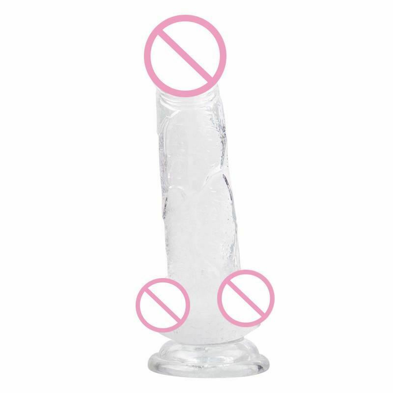 Realistic Clear Dildo Jelly Cock Balls Dong Suction Cup 4 Size Classic