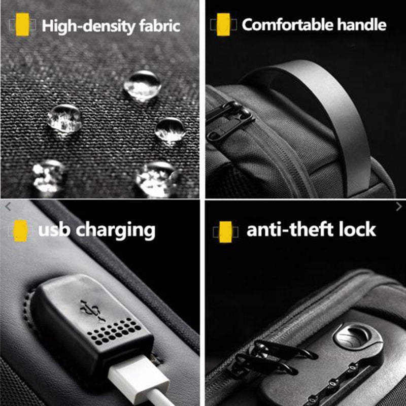 Waterproof Usb Antitheft Bag Men Oxford Crossbody Shoulder Sling Multifunction