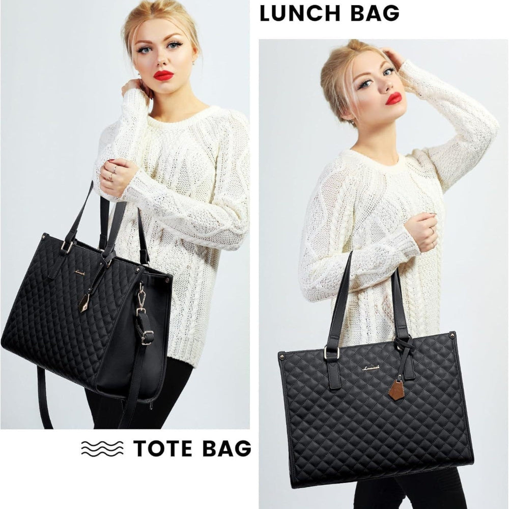 Artificial Leather Lunch Tote Bag Thermal Insulated Leak Proof Crossbody