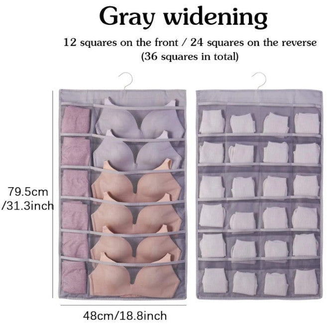 36 Pockets Hanging Organiser Grey
