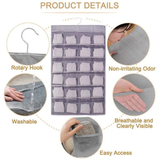 36 Pockets Hanging Organiser Grey