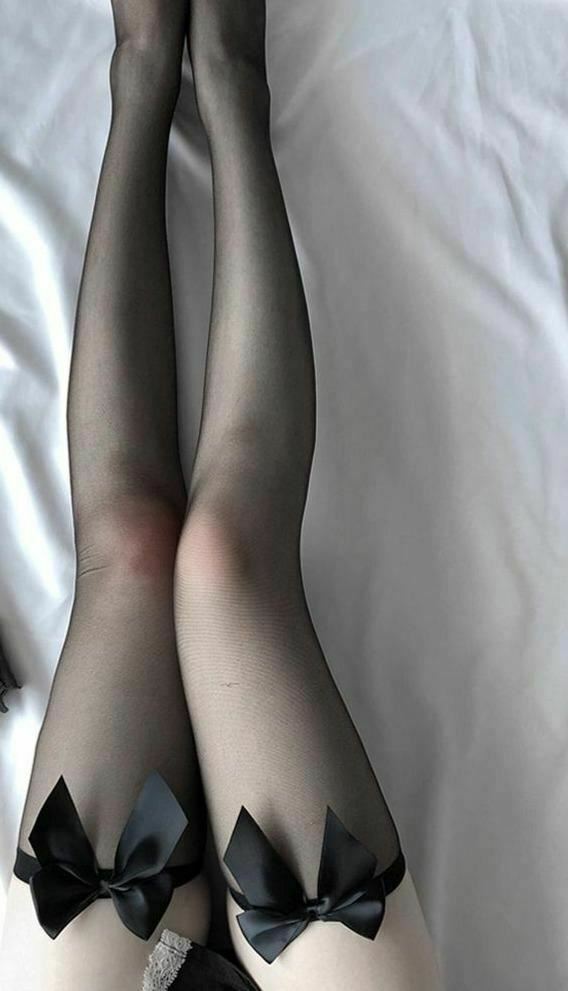 Sexy Over Knee Black White Bow Thigh High Stockings For Women