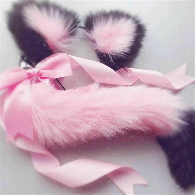 1 Sets of House Of Dasein 1 Sets Neko Cat Ears Headband With Fox Or Kitten Tail Metal Butt Plug Bdsm Cosplay