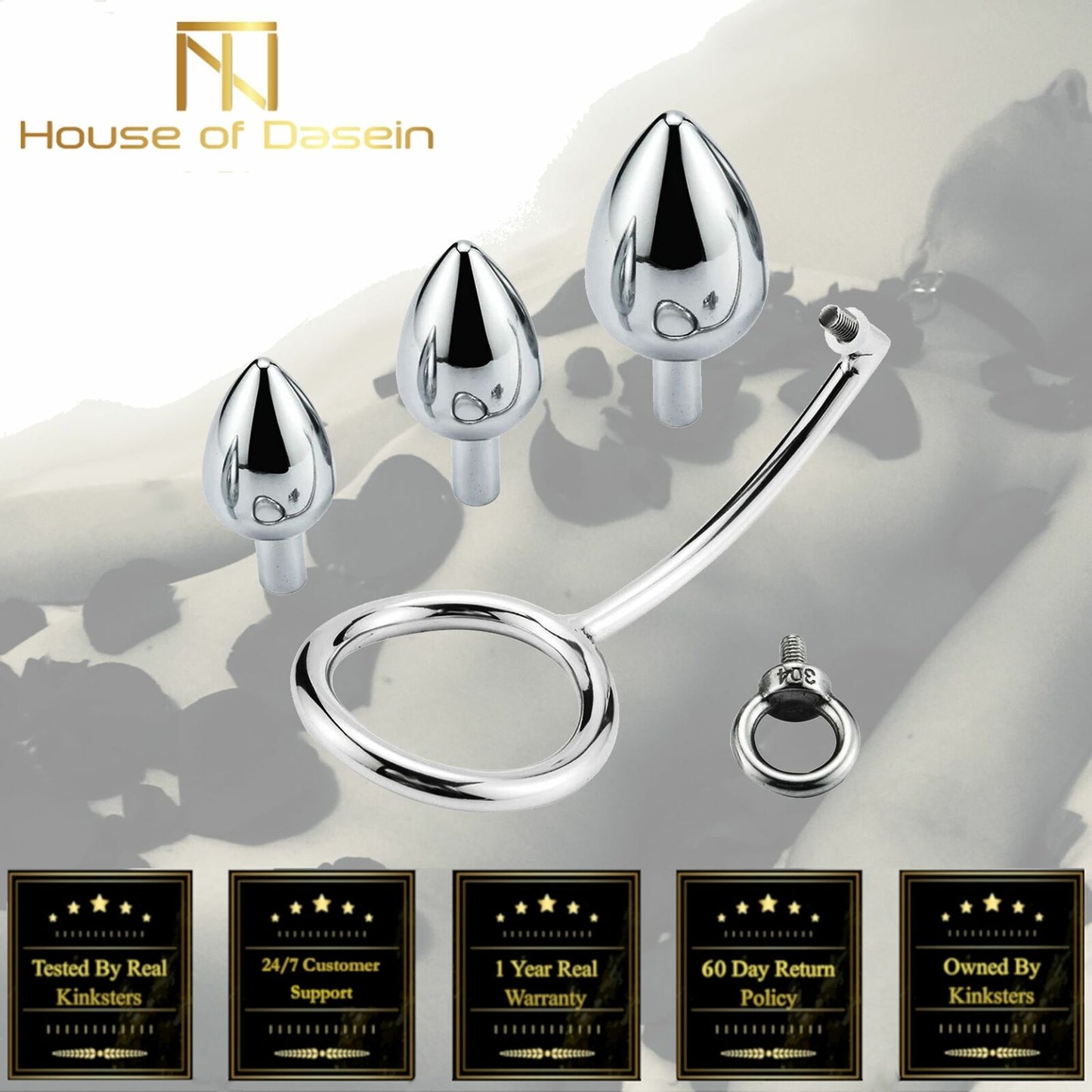 Stainless Steel Anal With Cock Metal Butt Plug Penis Ring