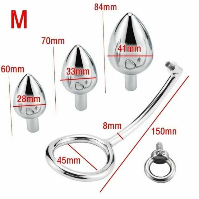 Stainless Steel Anal With Cock Metal Butt Plug Penis Ring