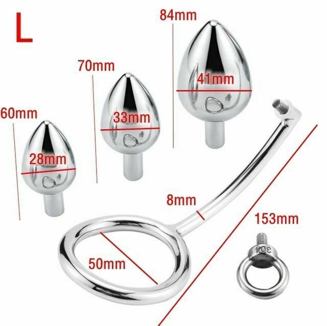 Stainless Steel Anal With Cock Metal Butt Plug Penis Ring
