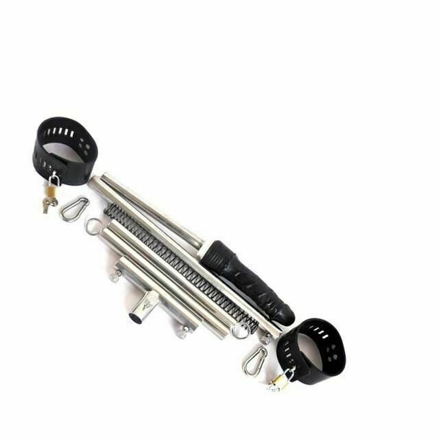 Stainless Steel Leg Spreader Bar Black Dildo Bondage Device Bdsm Restraints