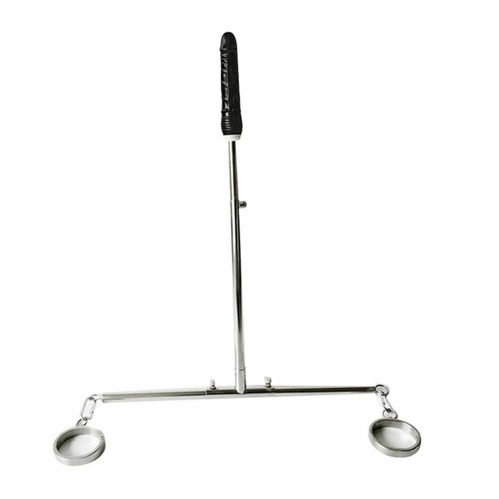 Stainless Steel Leg Spreader Bar Black Dildo Bondage Device Bdsm Restraints