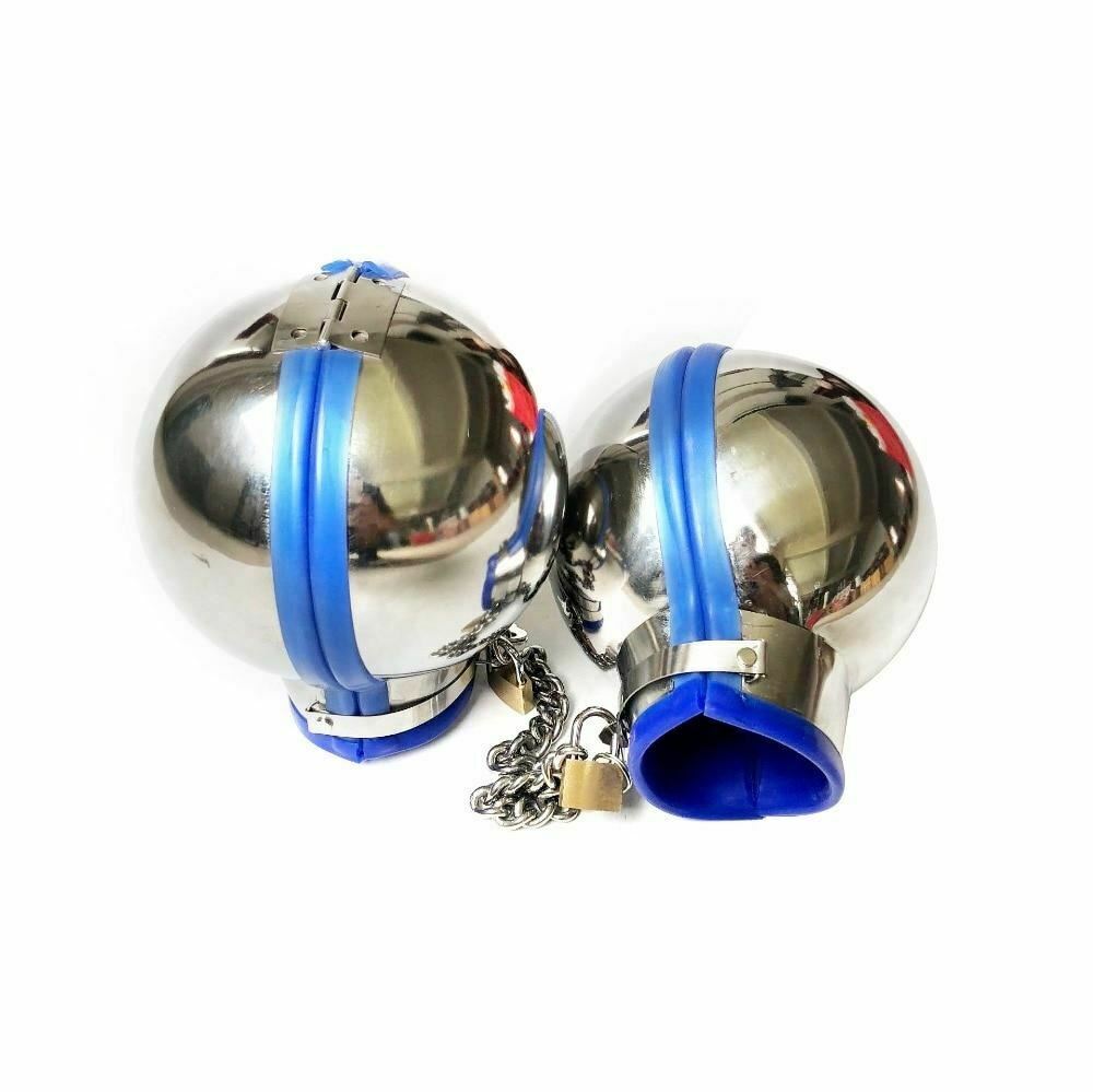 3Pcs Stainless Steel Bondage Hood Ball Cuffs Sensory Deprivation Restraints Bdsm