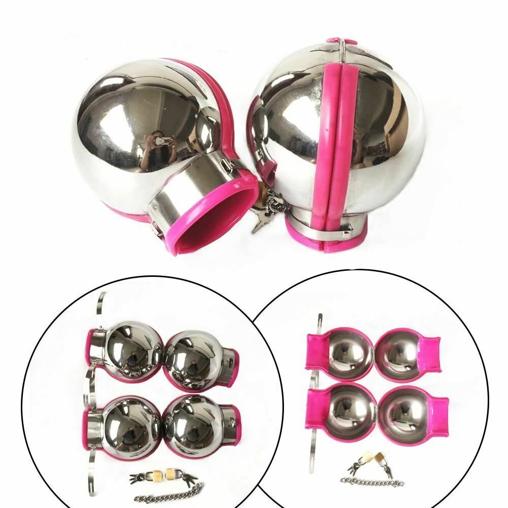 3Pcs Stainless Steel Bondage Hood Ball Cuffs Sensory Deprivation Restraints Bdsm