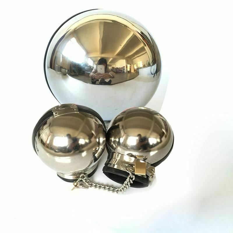 3Pcs Stainless Steel Bondage Hood Ball Cuffs Sensory Deprivation Restraints Bdsm