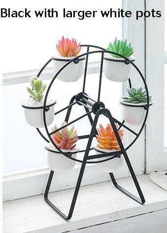 Ferris Wheel Flower Pot Stand With 6 Succulent Plant Pots