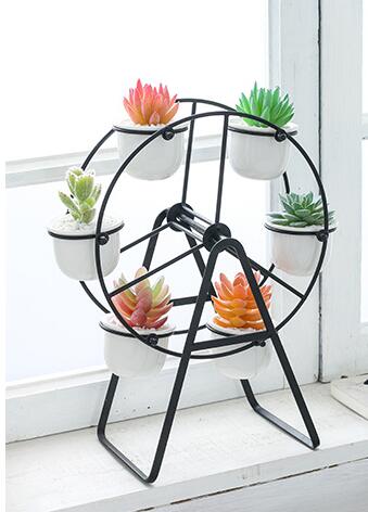 Ferris Wheel Flower Pot Stand With 6 Succulent Plant Pots