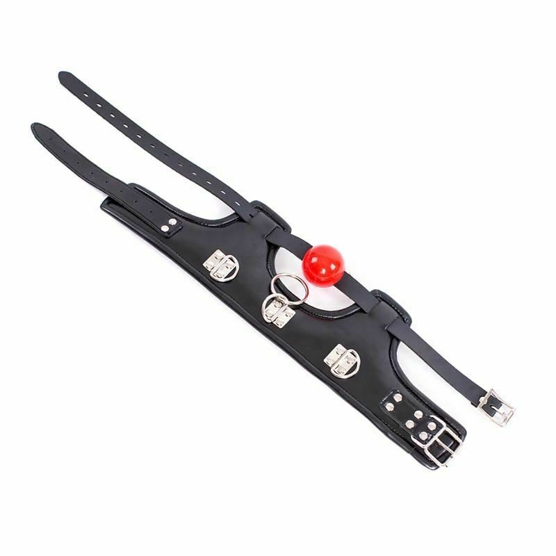 Soft Padded Collar Head Harness With Red Ball Gag Bdsm Toys