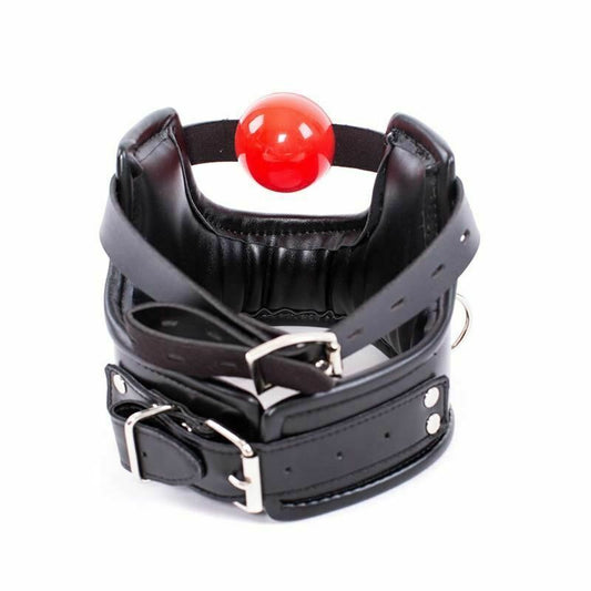 Soft Padded Collar Head Harness With Red Ball Gag Bdsm Toys