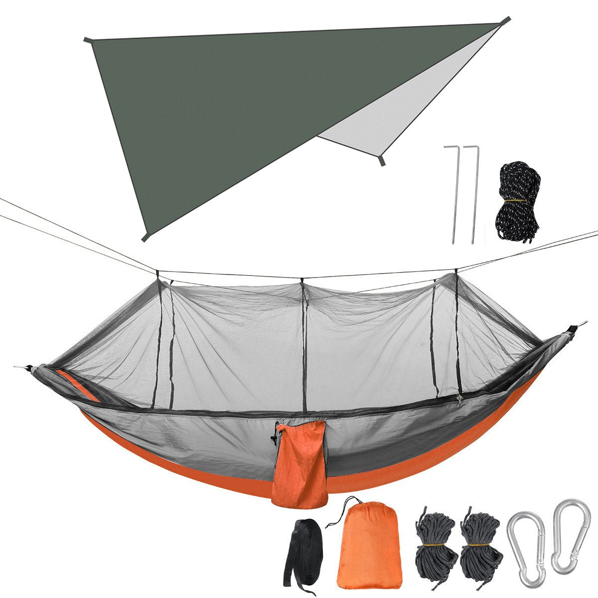 Double Person Hammock With Awning Mosquito Net Outdoor Camping