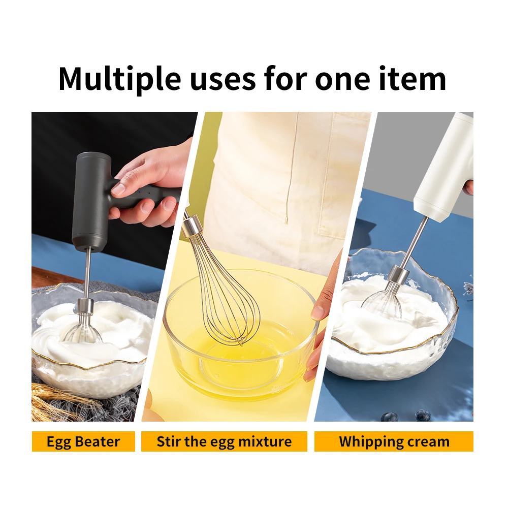 Wireless Electric Food Mixer 3 Speeds Automatic Whisk Butter Egg Beater Baking Cake Cream Whipper Kitchen Hand Blender