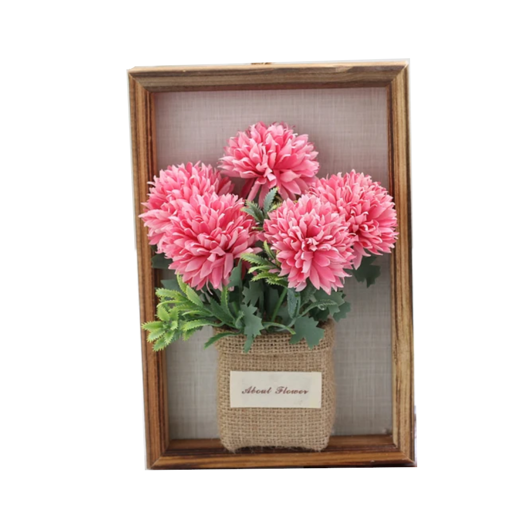 3D Handmade Artificial Flower Wall Hanging Wood Photo Frame Simulated Flowers Decoration