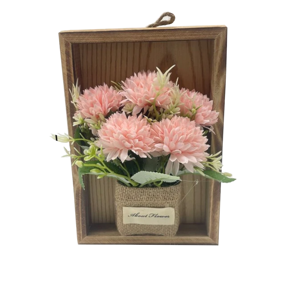 3D Handmade Artificial Flower Wall Hanging Wood Photo Frame Simulated Flowers Decoration