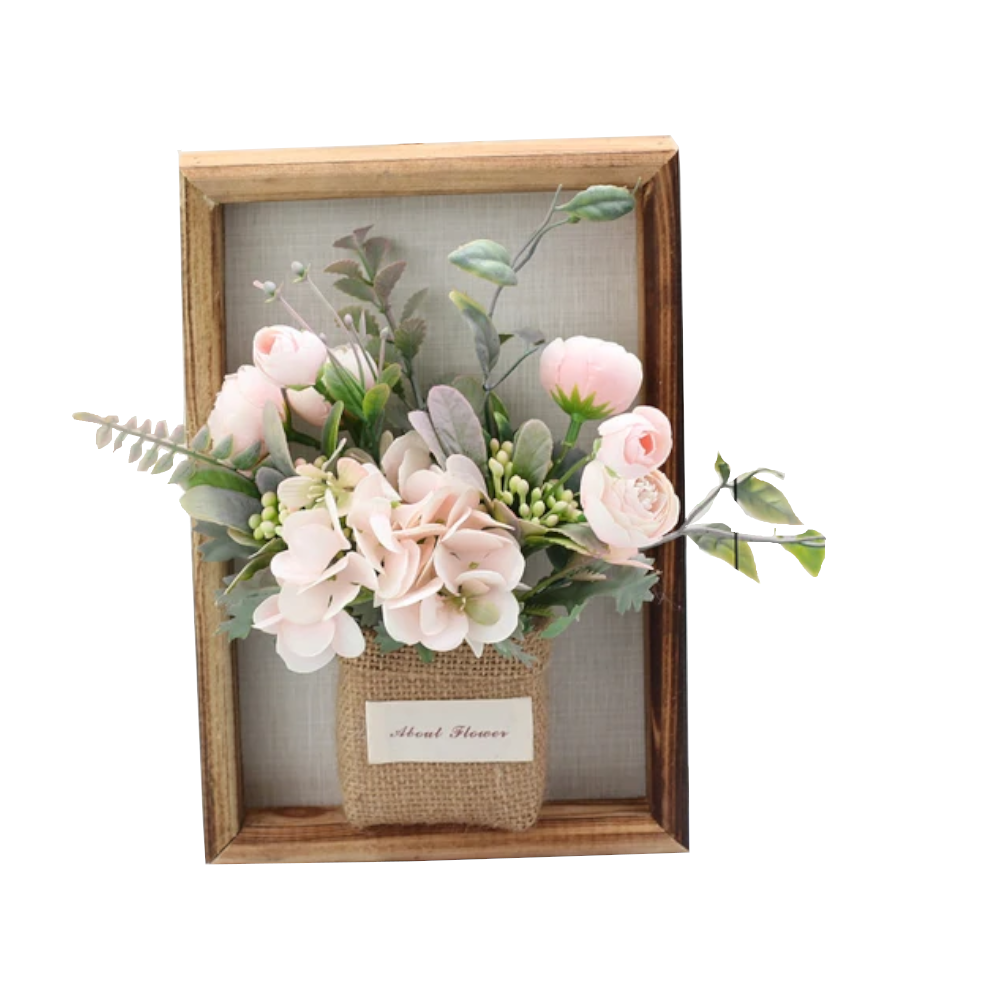 3D Handmade Artificial Flower Wall Hanging Wood Photo Frame Simulated Flowers Decoration
