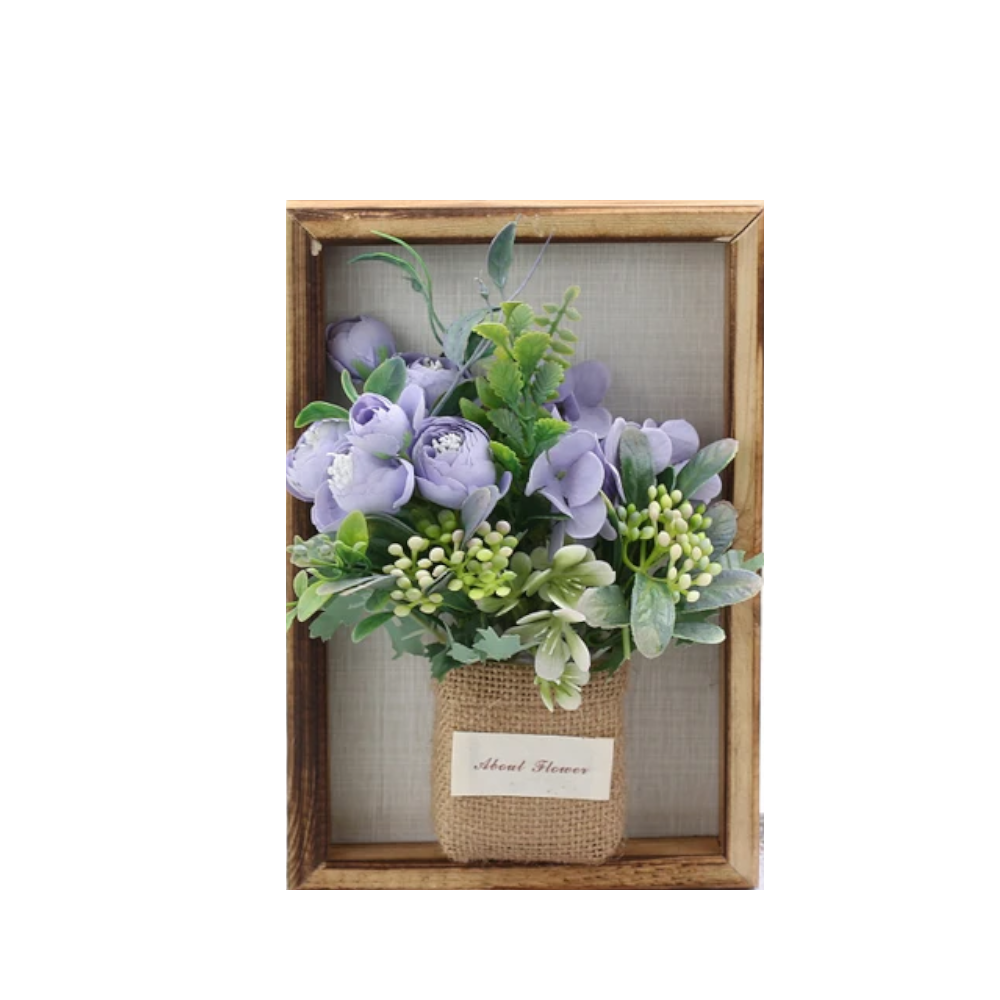 3D Handmade Artificial Flower Wall Hanging Wood Photo Frame Simulated Flowers Decoration