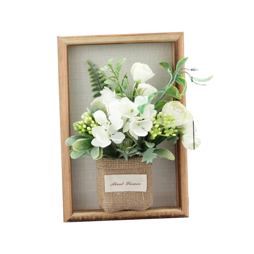 3D Handmade Artificial Flower Wall Hanging Wood Photo Frame Simulated Flowers Decoration