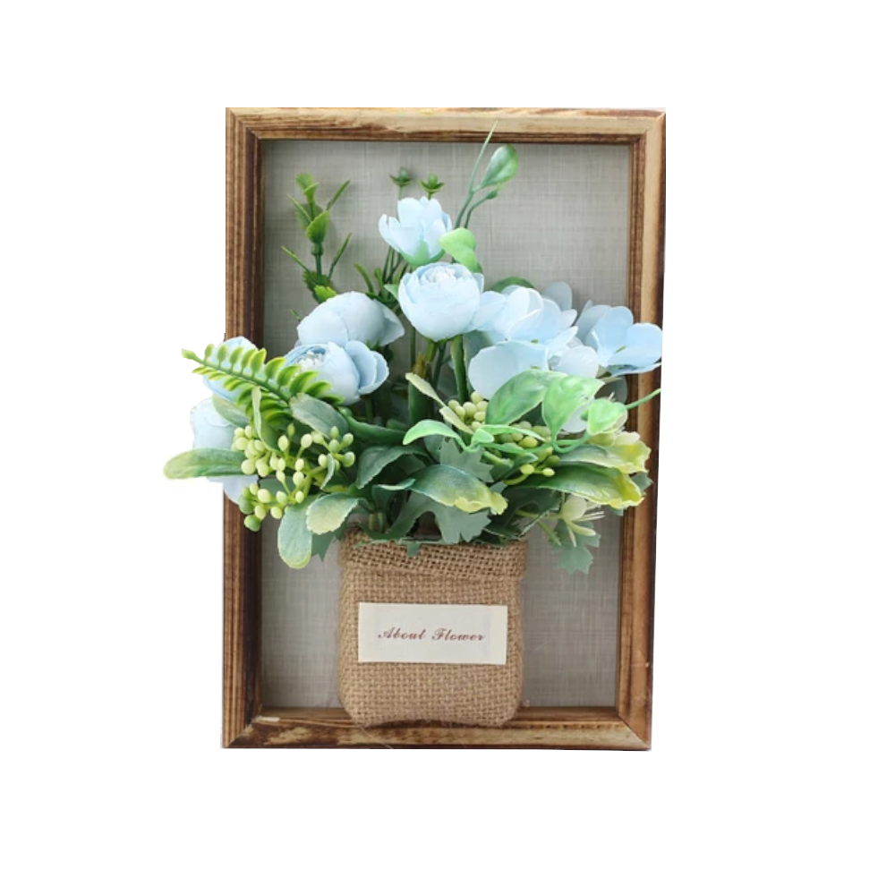 3D Handmade Artificial Flower Wall Hanging Wood Photo Frame Simulated Flowers Decoration
