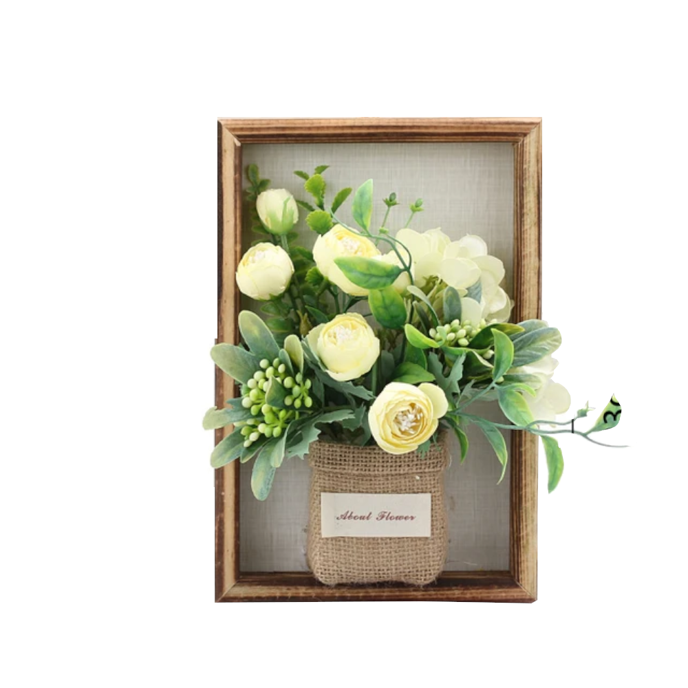 3D Handmade Artificial Flower Wall Hanging Wood Photo Frame Simulated Flowers Decoration