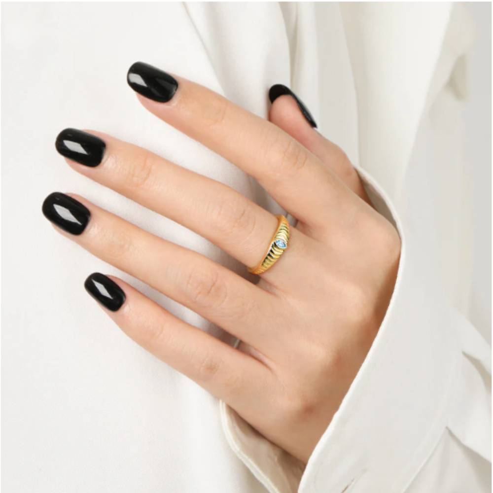 925 Sterling Silver Inlaid Zircon Ring