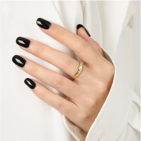 925 Sterling Silver Inlaid Zircon Ring